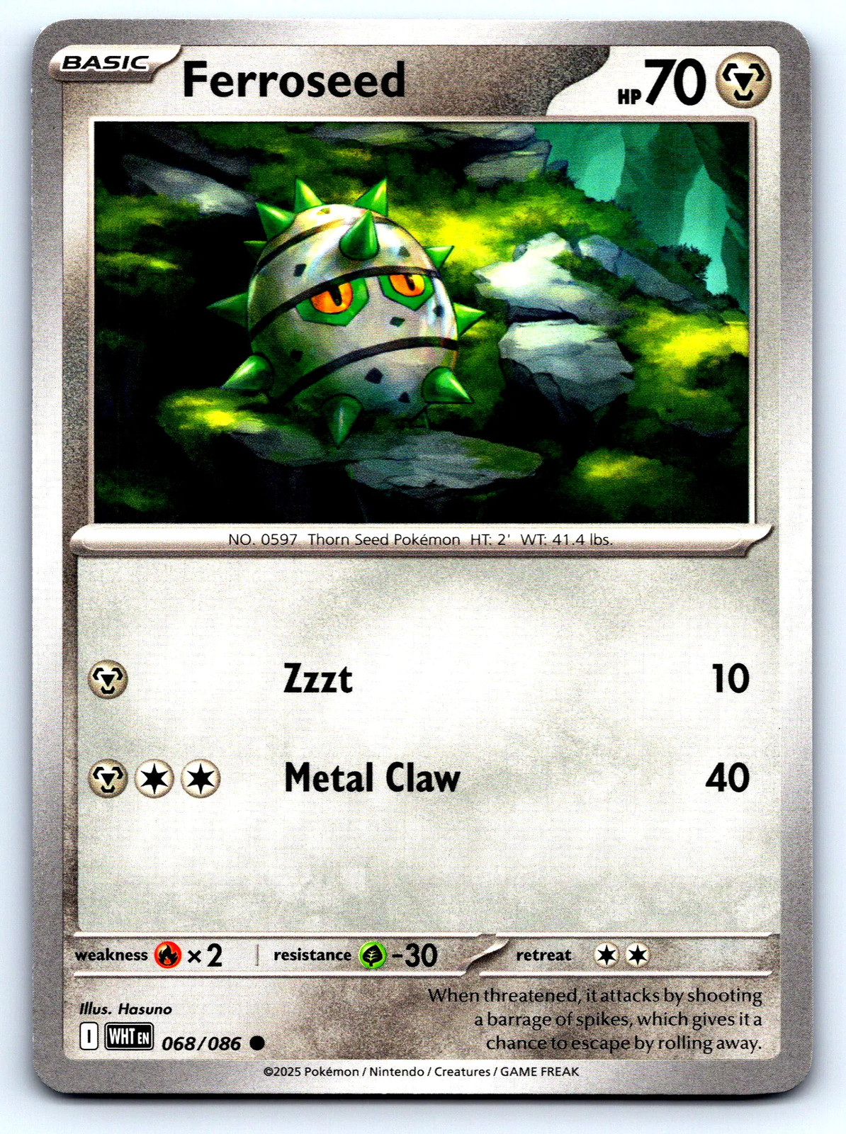 Ferroseed White Flare #68 Common Hasuno NM Pokemon Card