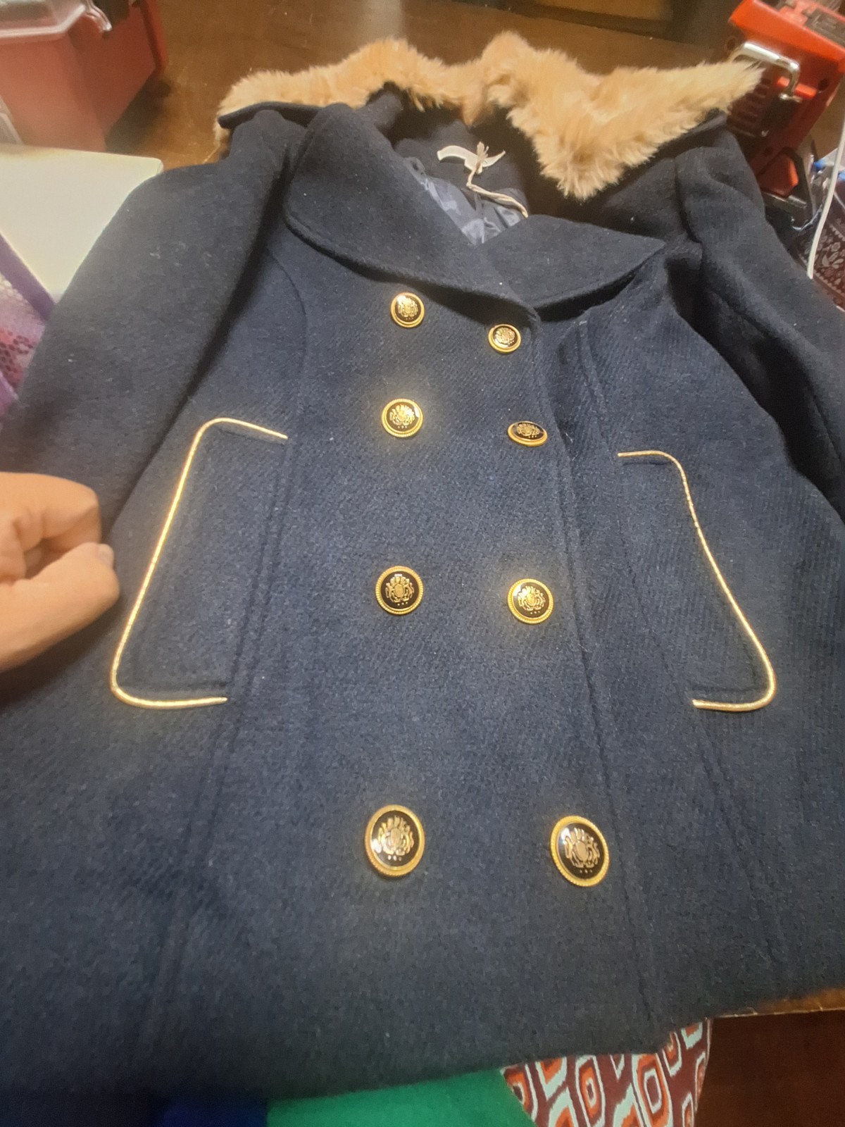 Lovestitch Black Peacoat with Tan Faux Fur Collar (80) image 6