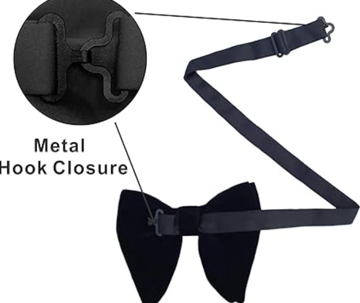 Pajaritas de terciopelo para hombre preatadas de gran tamaño esmoquin formal mariposa grande B... Foto 2 de 4