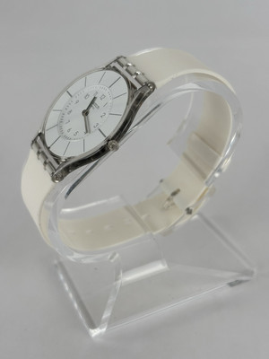 Swatch “Skin” 35mm White Ultra Slim Quartz Watch w/Band