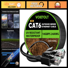 100ft Cat 6 Outdoor Ethernet Cable, 10Gbps Waterproof Direct Burial, UV Jacket,
