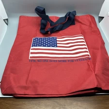 Helping Our Heroes Red Canvas Medium Tote Reusable Shopping Bag 15-1/4” X 13”