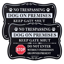No Trespassing Dog On Premises Signs, Keep Gate Shut Do Not Enter Sign, 2 Pac...