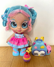 Fashion Doll Playset Blue & Pink Curly Hair Blue Eyes Pink Dress & Backpack