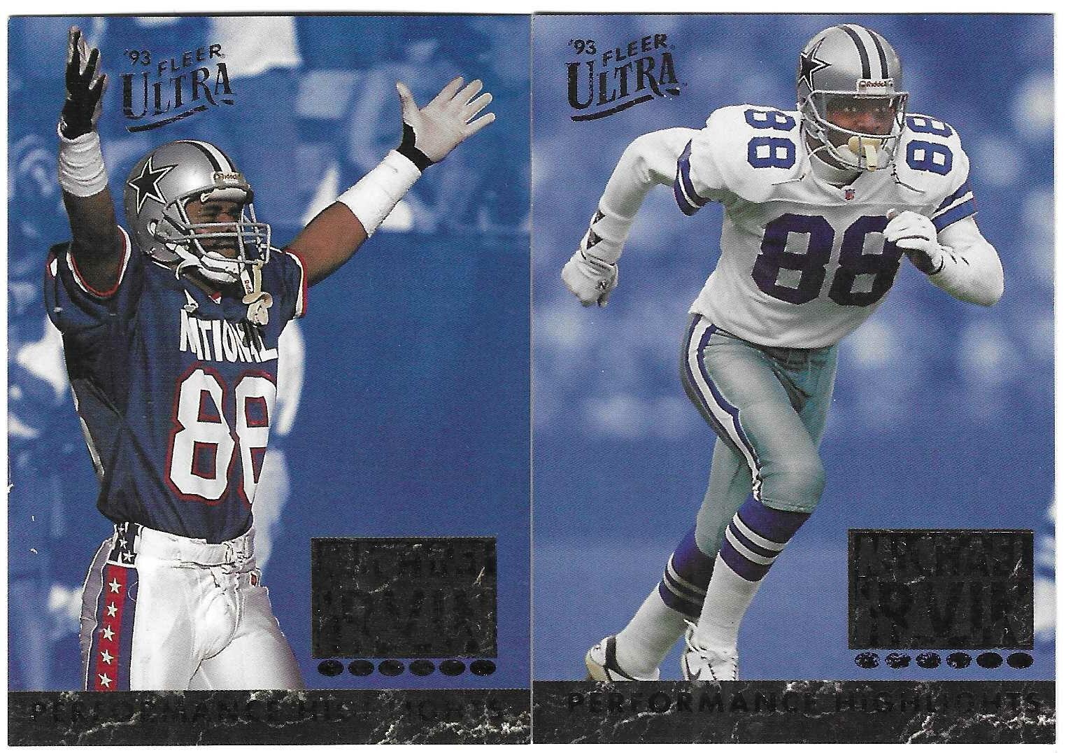 Michael Irvin 1993 FLEER ULTRA NFL PERFORMANCE HIGHLIGHTS CARD #6 & 9 Cowboys SP