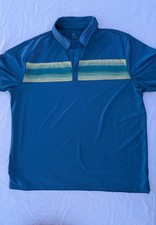 All In Motion Polo Shirt Mens XL Golf Blue Striped Outdoor Casual