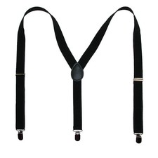CTM Elastic Solid Black Clip-End Suspenders
