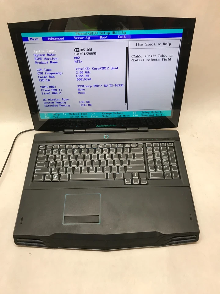 Dell Alienware M17x 17" Intel Core 2 Quad 3GB RAM NO HDD/OS Boots to BIOS!! - DW - Image 3 of 4