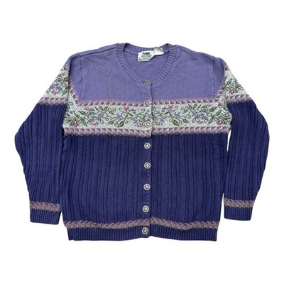 Vintage Northern Reflections Parkhurst Knit Sweater Cardigan Floral Women Size M