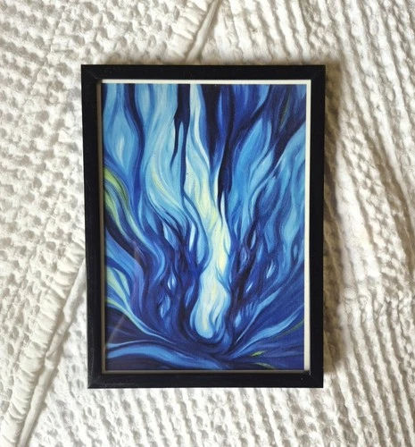 Original Abstract Framed Print In Black Frame, Signed