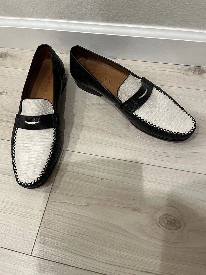Preciosos Zapatos Mocasines Mezlan Lagarto Blanco y Negro Talla 8.5 Foto 4 de 4