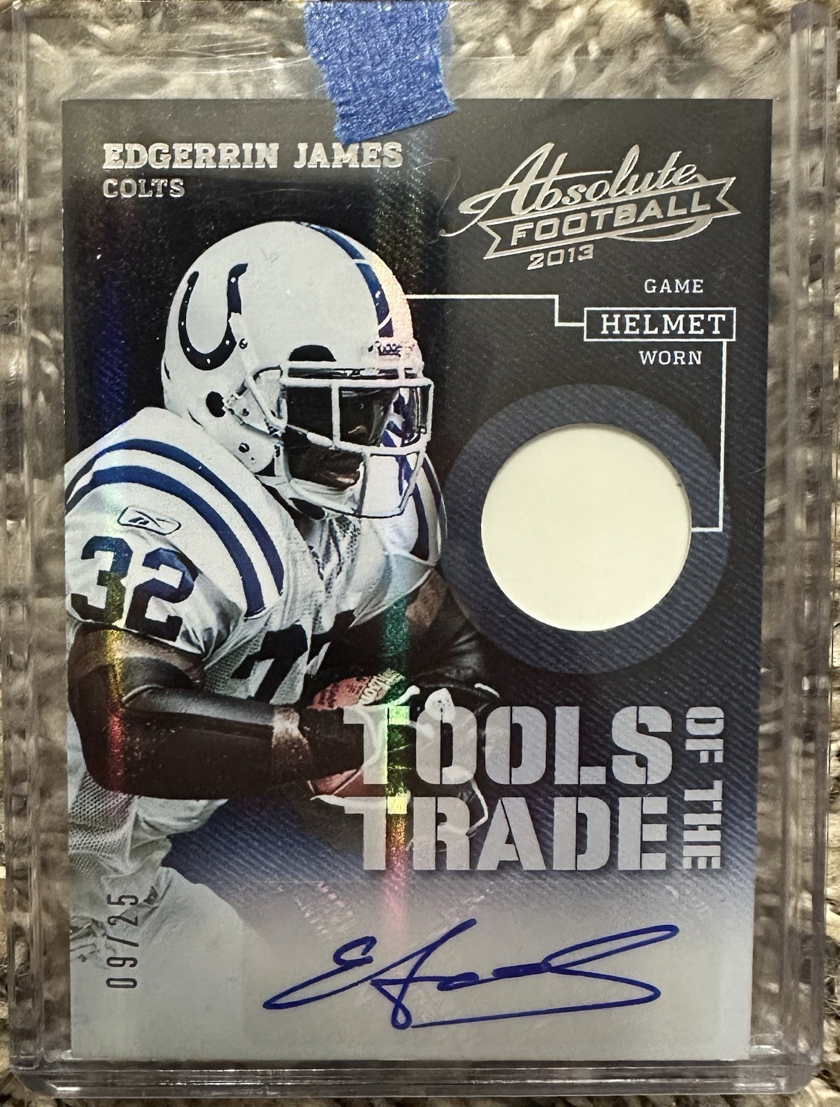 2013 Absolute Football Edgerrin James Game Used Helmet Relic Auto #9/25 Colts 