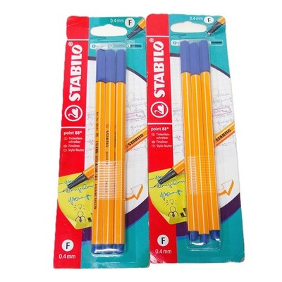 2x Stabilo Point 88/41 Blue Fineliner 0.4mm 3-Pk Pigment Liner Fine Tip Markers