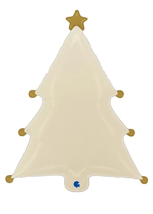 GRABO Large Neutral Cream Christmas Tree Shape Uninflated Helium Party Balloon 69cm