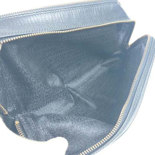 VERSACE vintage Sunburst Clutch bag with handle Leather Black - Picture 11 of 14