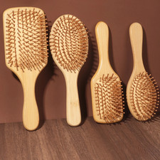 Bamboo Paddle Comb Air Cushion Scalp Massage Anti-Static Detangle Brush Wigs