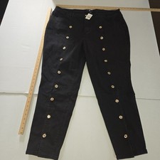 Ashley Stewart Women's Jeans Size 24 Black With Golden Buttons Nwt