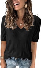 Women??s Lightweight Fall Short Sleeve Sweate...