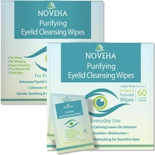 NOVEHA 120PCs Eyelid  Lash Wipes | For Itchy, Dry Eyes, Styes  Blepharitis | ...