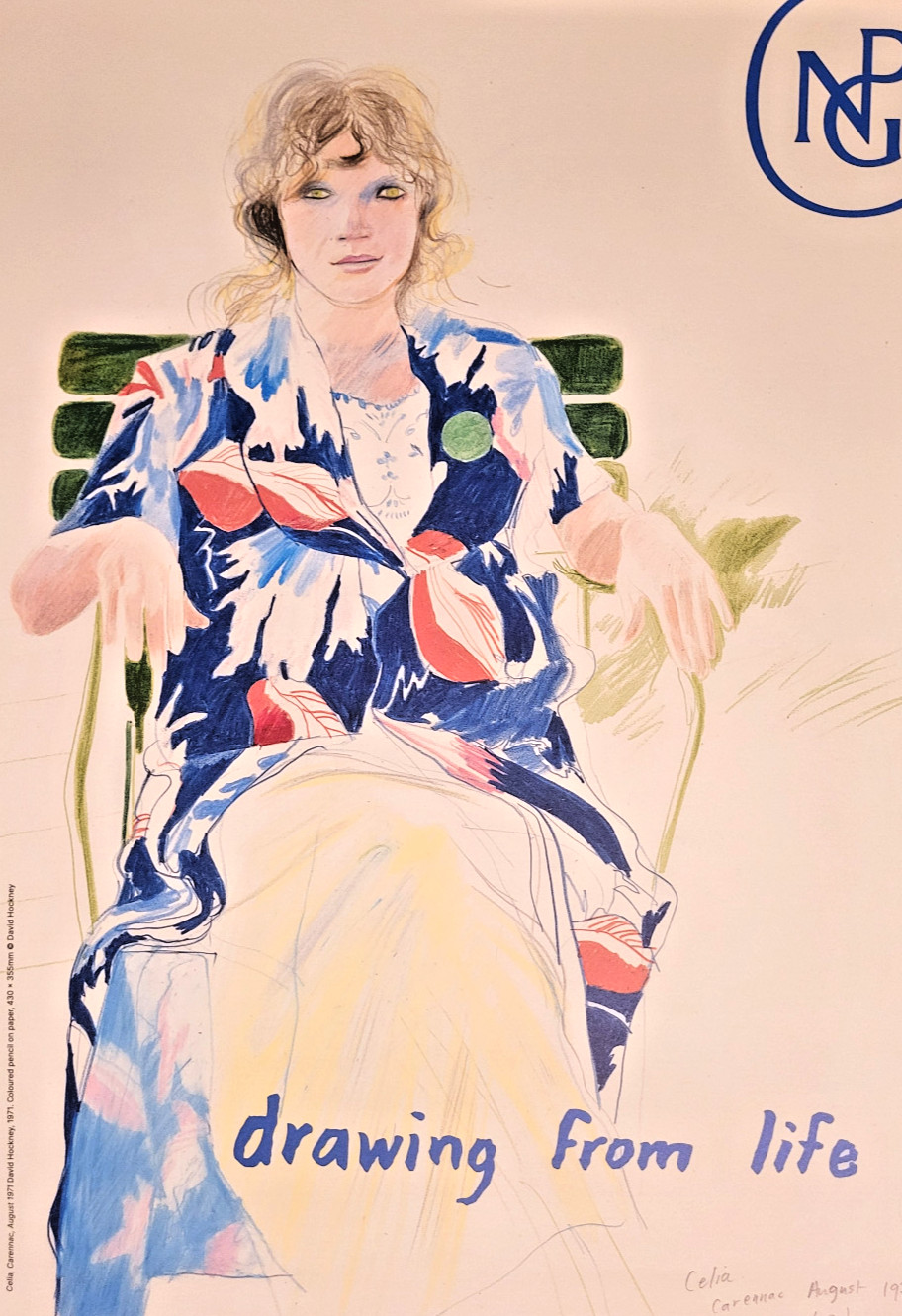 HOCKNEY – AFFICHE ORIGINALE D’EXPOSITION – DRAWING FOR LIFE – NPG LONDRES – 2023