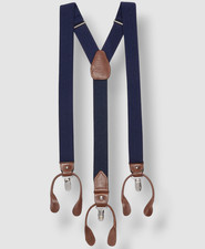 Club Room Men Blue Solid Elastic Stretch Metal Clip ON End Suspenders