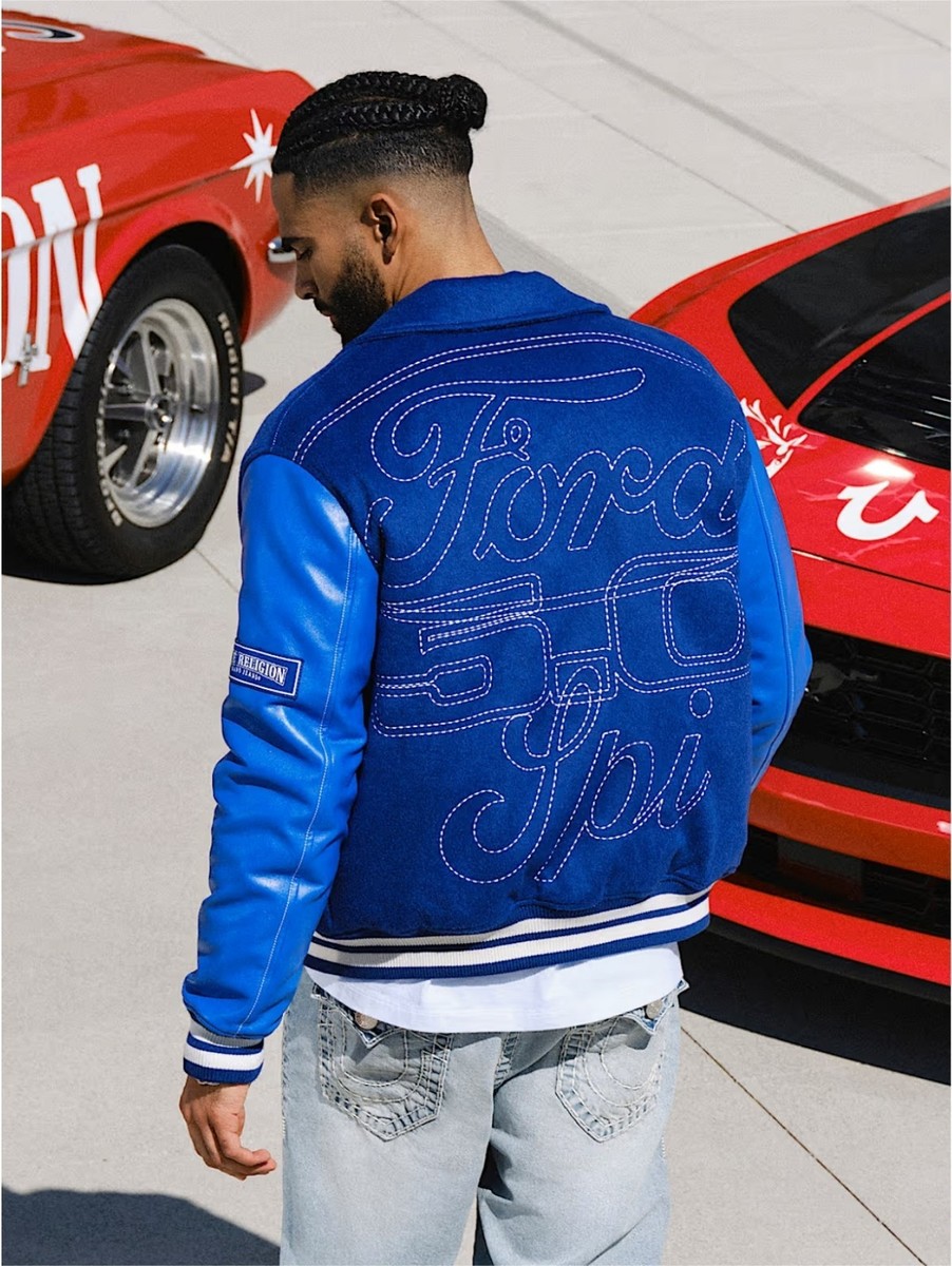 True Religion® x FORD™ PolyWool Embroidered Stitch Varsity Jacket