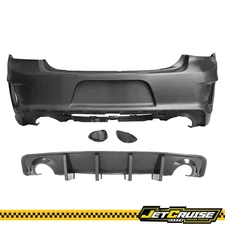 Fits 20-23 Dodge Charger Widebody Rear Bumper Cover + Carbon Look Diffuser 4Fin