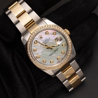 Neu Goods ▶︎ R Rolex Datejust Watch Factory Diamond Bezel 36mm MOP Dial 116243 | eBay