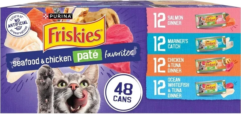 Purina Friskies Pate Seafood&Chicken Variety Pack,Wet Cat Food, 5.5 oz,40-48 Can - Image 2 of 4