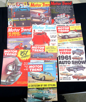 Motor Trend Magazine 1960 - 10 Issues The Complete Year except June & Aug. Issue