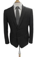 John Varvatos Star USA Mens 2 Piece Wool Suit Dark Gray Collared Button Size 40