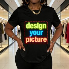 Custom T-Shirt Upload Your Photo Text Logo Personalized Short Sleeve Tee S 3XL