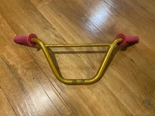VTG 80's GOLD BMX HANDLE BARS w/ PINK GRIPS