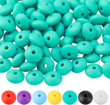 100Pcs Silicone Lentil Beads  12Mm Rubber Silicone Focal Beads Bulk Loose Beads f