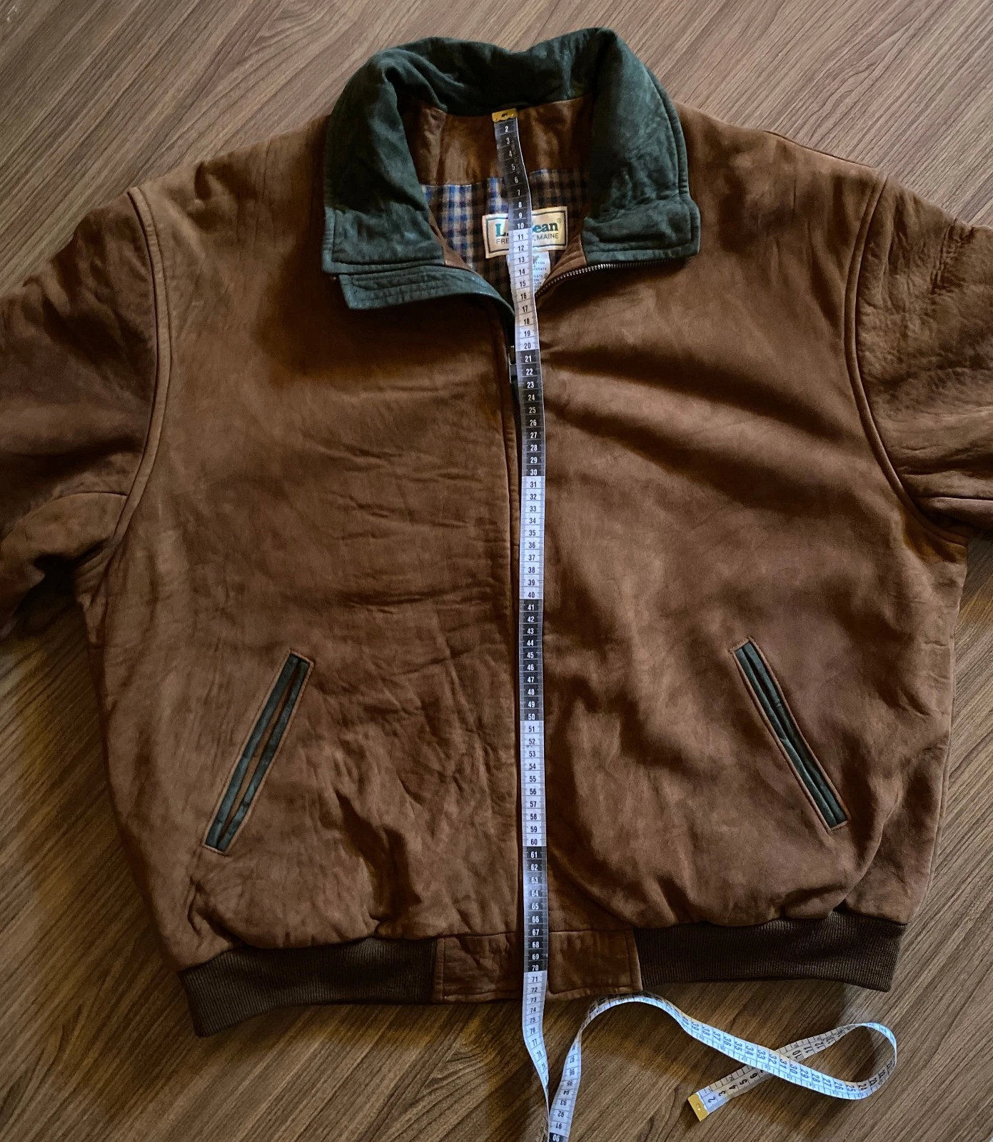 Vintage LL BEAN Leather Suede Bomber Jacket Flannel Lined USA Made image 12