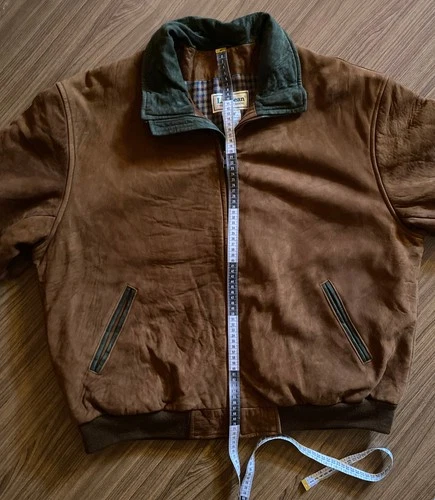 Vintage LL BEAN Leather Suede Bomber Jacket Flannel Lined USA Made image 12