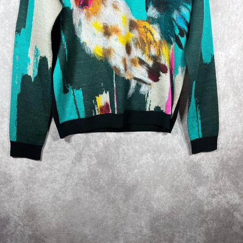 Anthropologie Lauren Carlson Walcott Sweater Womens Medium Rooster Wool Art - Picture 3 of 10