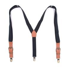 Universal 3-Clips Elasticated 2.5cm Split-Leather Adult Suspenders Braces Unisex