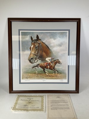 希少FredStoneの絵画95,96年アメリカ年度代表馬Cigar(シガー) Fred Stone Signed Cigar Horse Limited Edition #484/1150 Wood Frame
