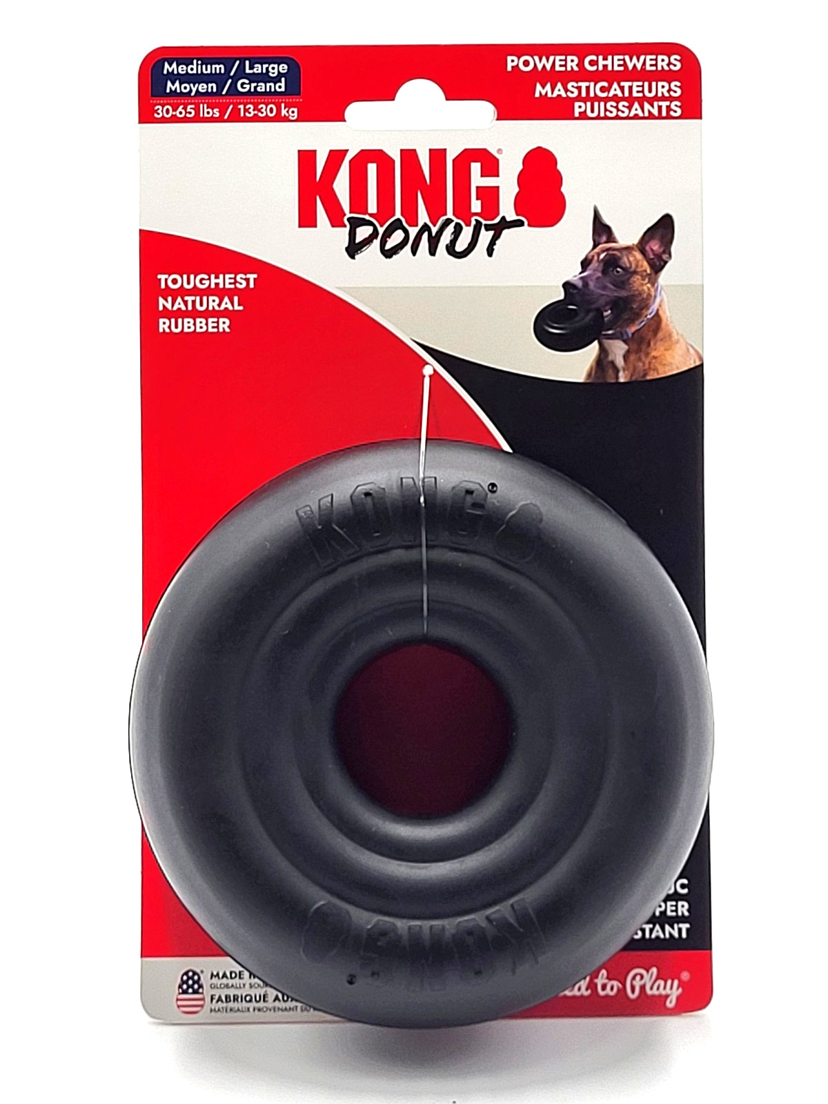 KONG Extreme Donut M/L Durable Solid Rubber Heavy Duty Fetch