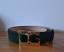 Dolce & Gabbana Men's Green Suede Leather Belt Gold Logo Buckle Sz  38" inch