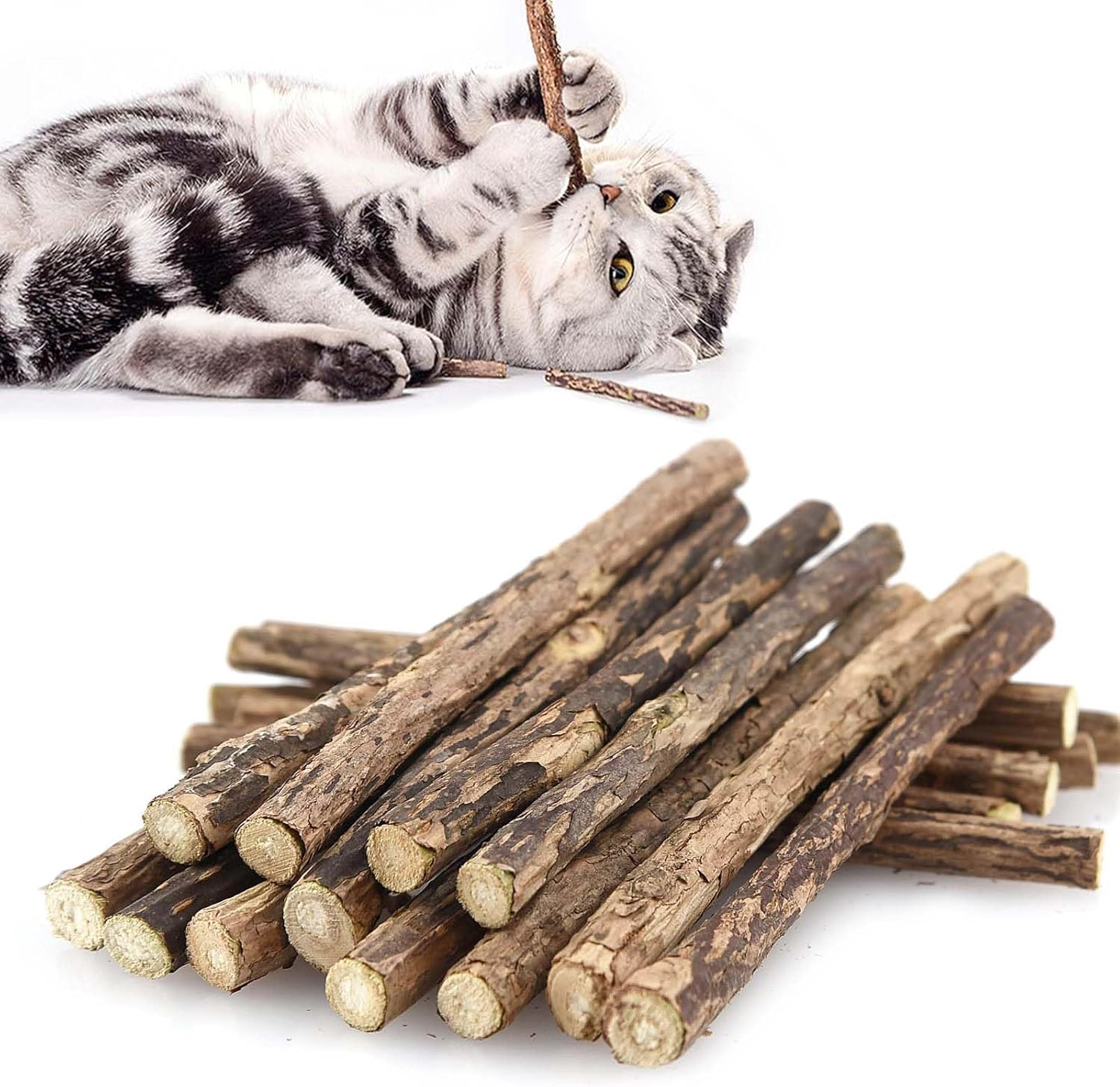 30Pcs Silvervine Cat Chew Sticks Matatabi Dental Catnip Toys Teeth Care UK