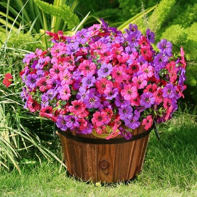 Artificial Flowers for Outdoors Spring Decor, 16 Bundles UV Resistant Realist...