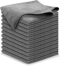 Microfiber Cleaning Cloths 12 Pcs Grey 12.5x12.5 Ultra Absorbent Streak-Free Car