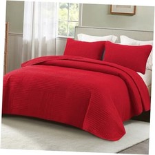 Ultra Soft California King Quilt Bedding Set, California King 104"x112" Red