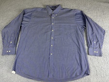 Chaps Shirt Mens XL Blue Yellow Striped Wrinkle Free Button Down Long Sleeve