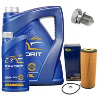 MotoröL Filter Set Mannol 15W50 API 6 Liter + Schraube FüR Seat Leon 2.8 Cupra 4
