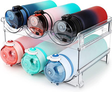 2-Pack Stackable Water Bottle Organizer - Clear BPA-Free Cabinet & Fridge Storag