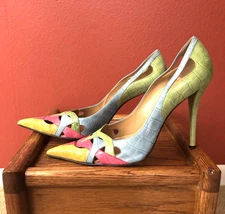 Stuart Weitzman Vintage Colorful Heels Leather Sole 4” Heel Sz 11