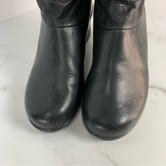 Stivali Keen Kate Slouch medio polpaccio neri in pelle zeppa bassa 38